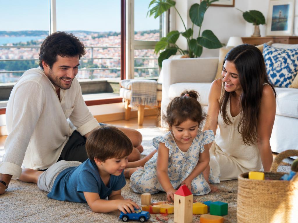 Família em casa, com tranquilidade
